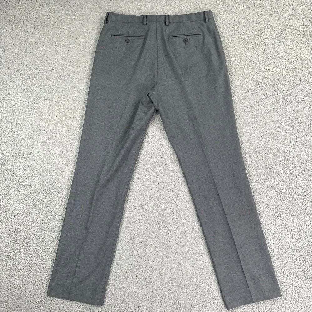 Banana Republic Slim Fit Dress Pants Men 34x34 Grey Sharkskin Stretch Preppy‎